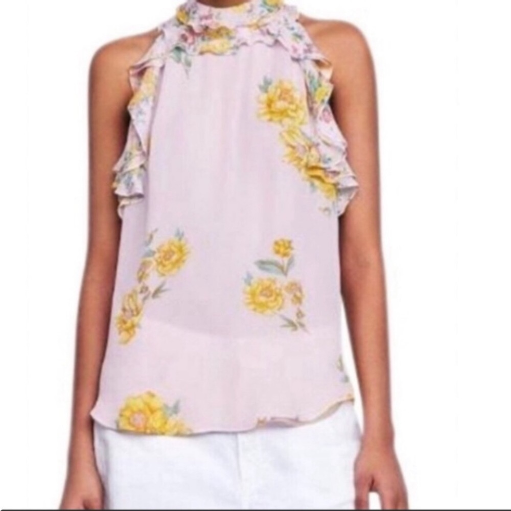 ZARA Sleeveless Floral Top Pink Size: S
